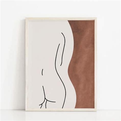 Abstract Body Line Art Print Nude Woman Body Line Drawing Minimalist Neutral Colors Printable