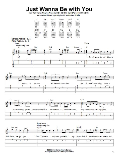 Just Wanna Be With You by High School Musical 3 - Easy Guitar Tab - Guitar Instructor