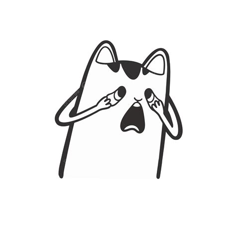 panic cat meme sticker transparent vector cute illustration paint