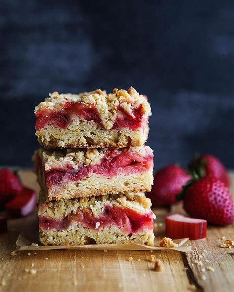 Strawberry Rhubarb Crumble Bars By Completelydelicious Quick Easy