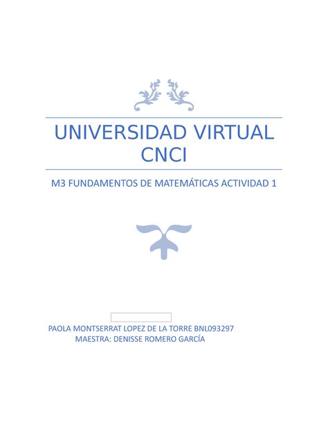 Fundamentos De Matematicas Act 1 UNIVERSIDAD VIRTUAL CNCI M3