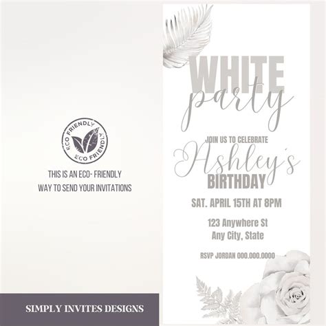 All White Party Invitation, All White Party Digital Download, Digital ...