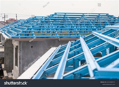 Truss Roof Structure Construction Project Site Stock Photo 2233369771 ...