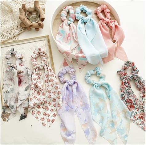 Amazon Hair Scrunchies Scarf Ties Long Bow Scrunchie Holder With