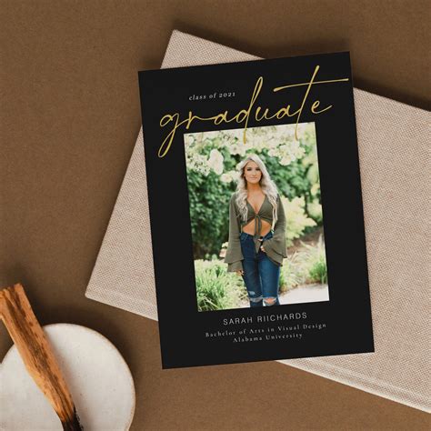 Graduation Announcement Card Canva And Photoshop Template Etsy