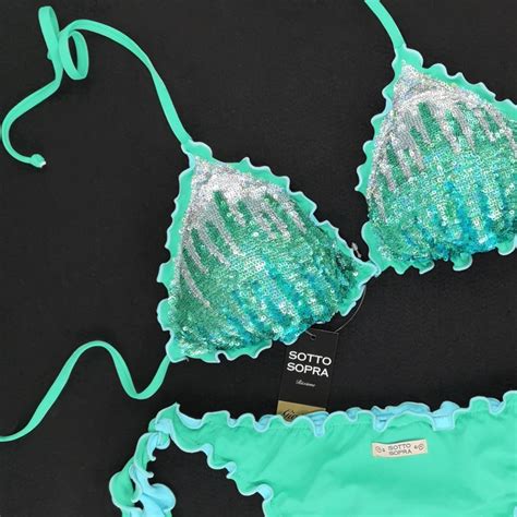 Triangle Bikini Paillettes Jade Green Bikini Bottom Fashion Beach