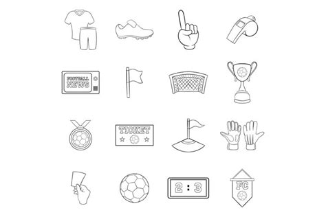 Soccer icon set outline