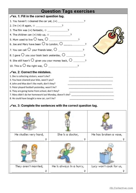 Question Tags exercises Deutsch DAF Arbeitsblätter pdf doc