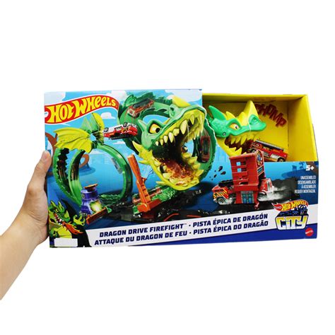 Bộ Đồ Chơi Rồng Xanh Phun Lửa Hot Wheels HDP FAHASA