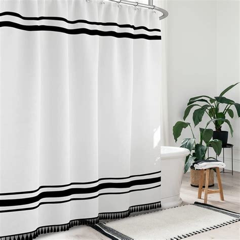 Amazon Seasonwood Black And White Shower Curtain Farmhouse Shower