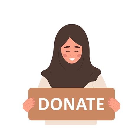 Premium Vector | Donation and charity concept Arabic volunteer woman ...