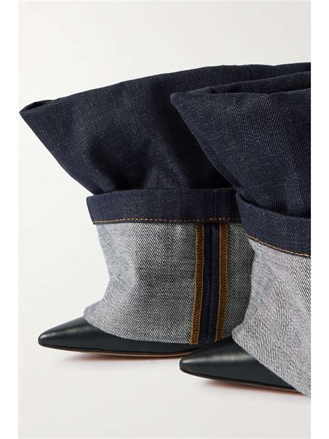 LOEWE Denim and leather ankle boots | NET-A-PORTER