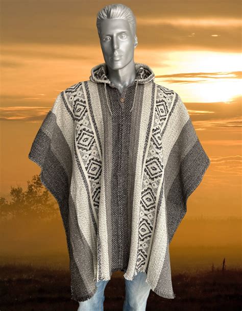 Thick Wool Poncho With Hood Brown Beige Soft And Comfortable Wool