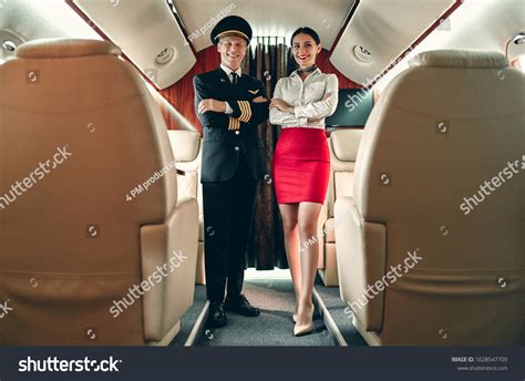 Senior Experienced Pilot Uniform Beautiful Female Stock Photo