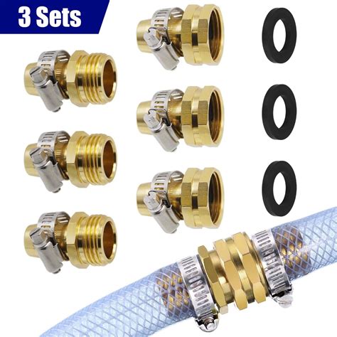 Eeekit 34inch Copper Garden Hose Repair Connector With Stainless Steel Clamps Male And Female