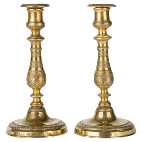 Pair 19th Century Brass Louis Xvi Style Candlesticks For Sale At 1stdibs