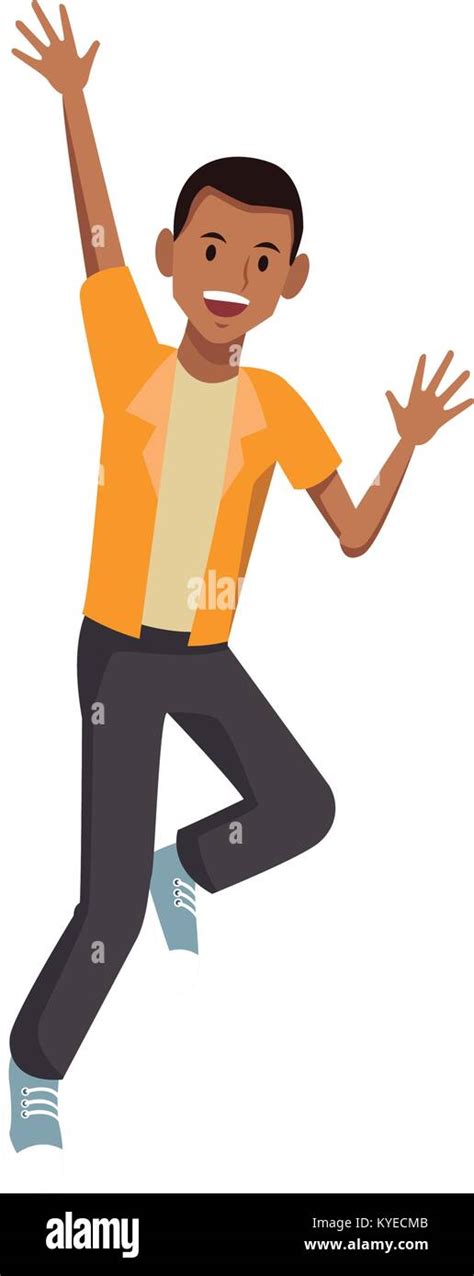 Man Happy Jumping Cartoon Stock Vector Image And Art Alamy