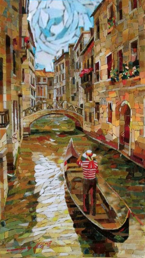 Venezia La Gondola Il Ponte Ma In Mosaico è Bellissimo Animata Da