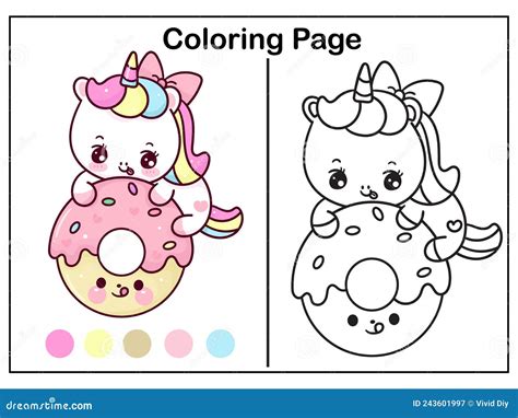 Kawaii Doughnut Unicorn Coloring Pages Hetyaviation