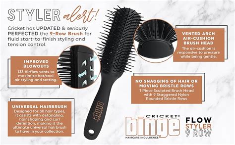 Amazon Cricket Hair Brush Binge Flow Styler 9 Row Vented Arch