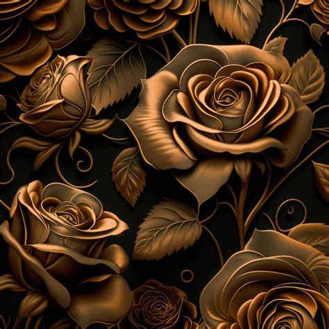 Premium Photo | A wallpaper with a gold rose design on it