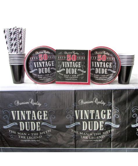 Vintage Dude 50th Birthday Party Supplies Pack For 16 Guests Straws