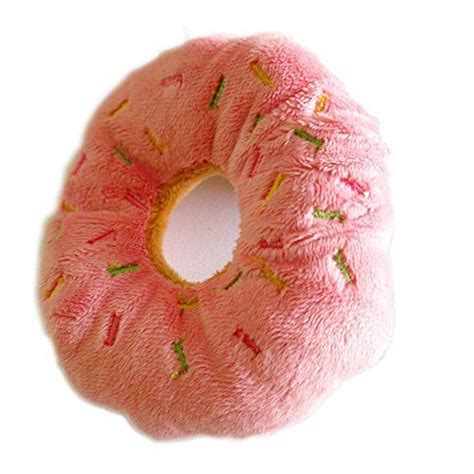 Freedi Donuts Squeaky Plush No Stuffing Dog Toy Soft Toss Ring Dog