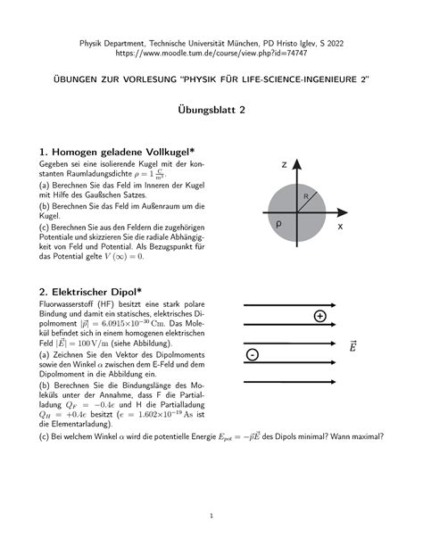 Uebungsblatt 02 Physik Department Technische Universität München PD