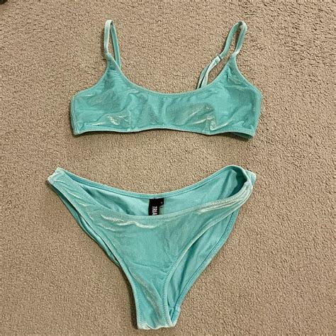 Triangl Turquoise Velvet Bikini Set Bikinilife Depop