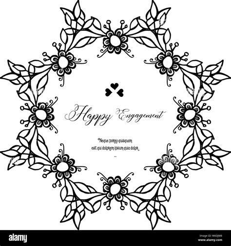 Pattern Art Flower Frame Template Of Card Happy Engagement Vector Illustration Stock Vector