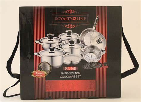 Royalty Line Switzerland Edelstahl Kochgeschirr Set 16 Tlg RL 16B Ab