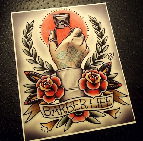 Barber Life Tattoo Flash - Etsy UK