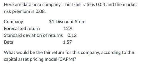 Solved Here are data on a company. The T-bill rate is 0.04 | Chegg.com