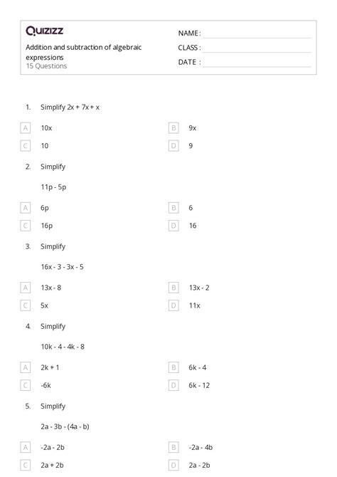 Subtraction And Patterns Of One Less Worksheets For Th Class On