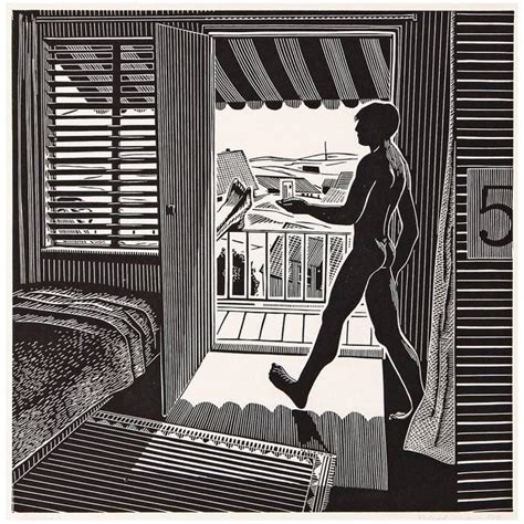Summer Rare Linocut Print With Male Nude By Roland Berger Linocut Linocut Prints