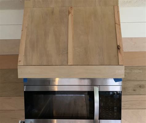 Diy Faux Vent Hood With A Mounted Microwave Grace Oaks Designs