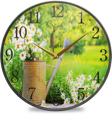 GZHJMY Summer Garden With Daisy Flowers Pattern Wall Clock Silent Non