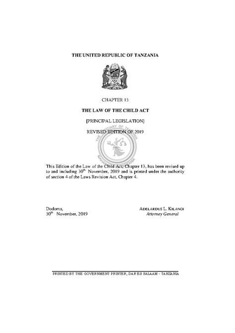 Sw1649232873-Law of the Child Act Chapter 13 Overview - Studocu