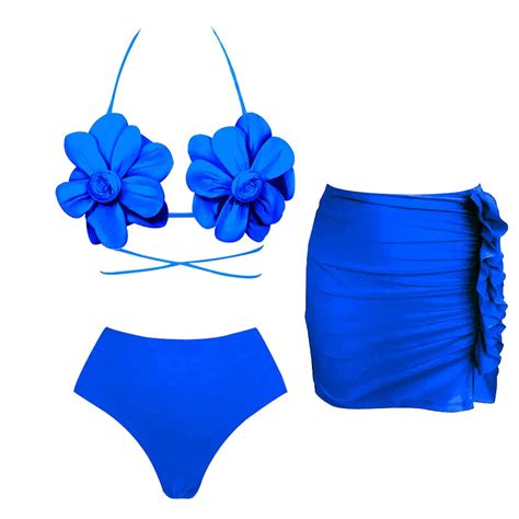 Flower Bikini Set With Skirt Luxury Designer Swimsuit Women Sexy Swimwear High Waist Biquini
