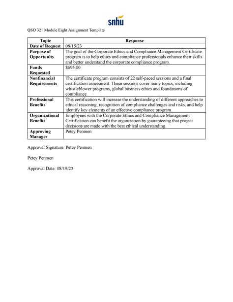 Qso Module Eight Assignment Template Copy Funds Requested