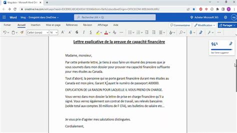 Permis D Tude Lettre Explicative De La Preuve De Capacit Financi Re