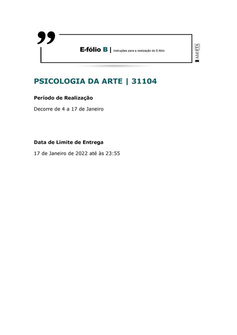 Instruções e enunciado Efolio B Psicologia da Arte PSICOLOGIA DA ARTE