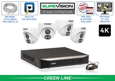 Surveillance System with 4 Security Cameras and NVR