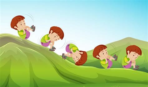 Boy Rolling Down The Hill 293951 Vector Art At Vecteezy