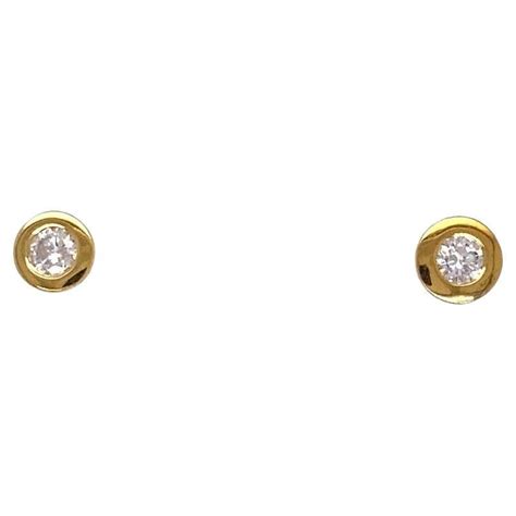 022ct Diamond Studs Earrings In Rubover Setting In 18ct Yellow Gold