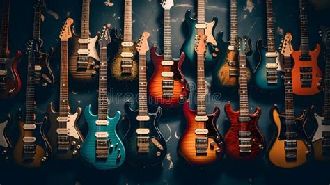 Abstract Background Of Various Guitars Music Wallpaper Stock