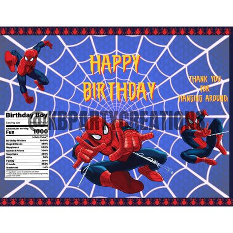 Spider Man Chip Bag Template Happy Birthday Etsy