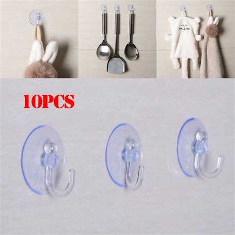 CBT 10 Pcs Kitchen Rails Storage Bathroom Wall Hook Transparent Suckers