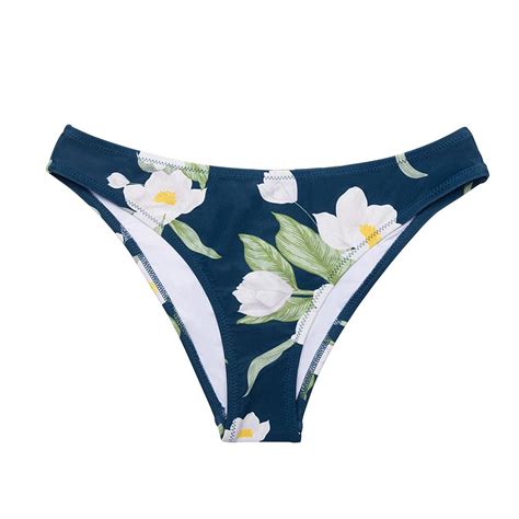 Buy Blu Navy Floreale Vita Bassa Bikini Fondo Del Custom Of Bagno Per