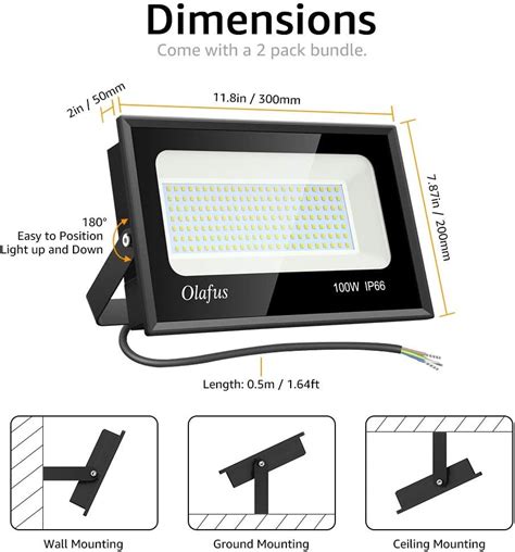 Super Saturday Olafus 2 Pack 100W LED Floodlight 11000lm Super Bright